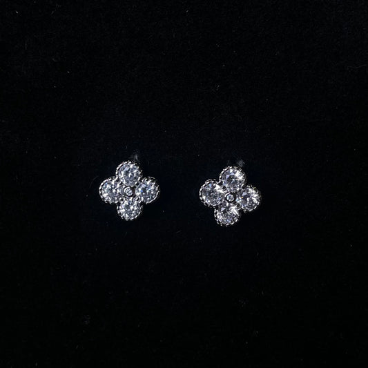 Four-Leaf Clover Crystal Stud Earrings