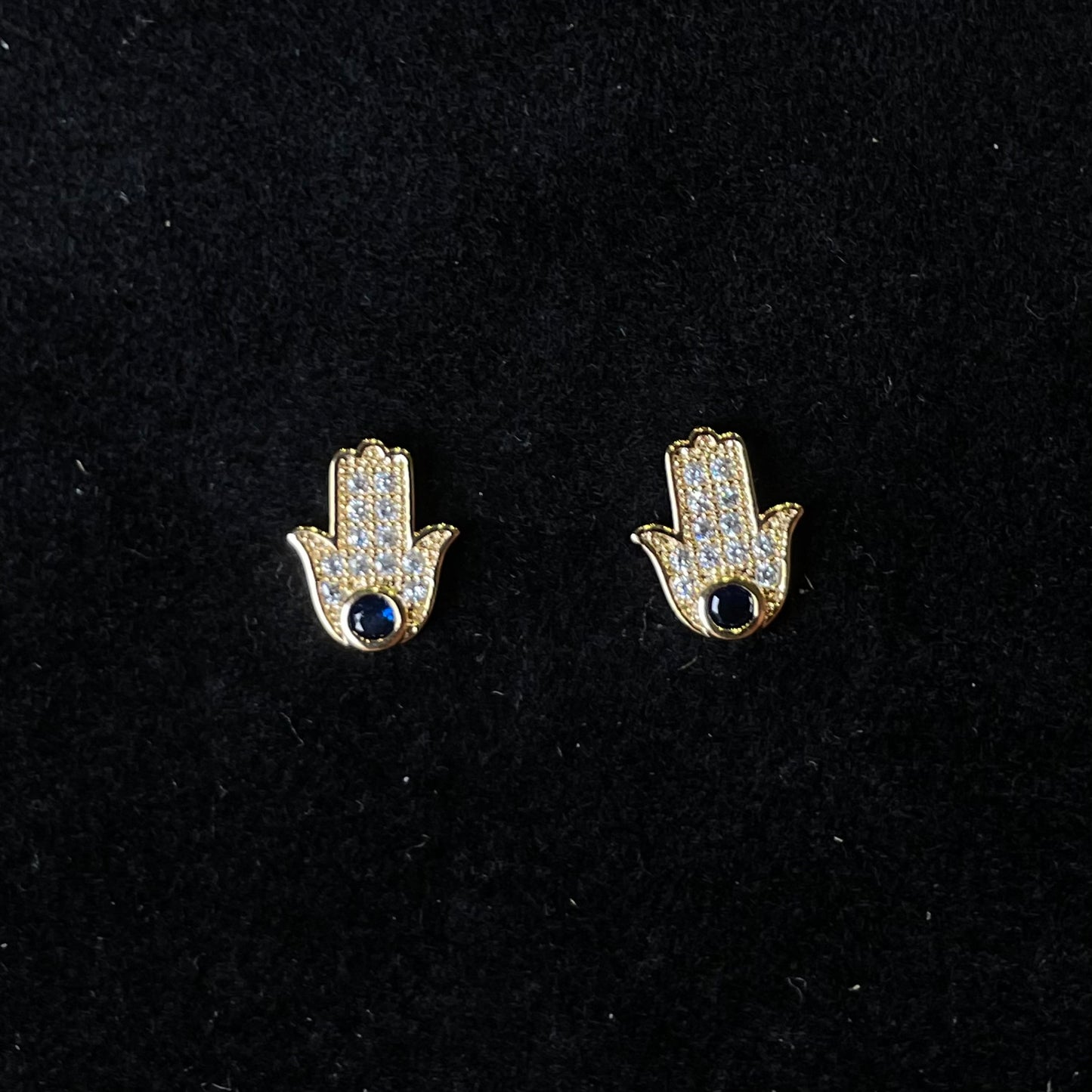 Hamsa Hand Evil Eye Stud Earrings