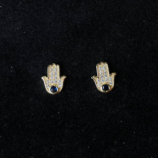 Hamsa Hand Evil Eye Stud Earrings