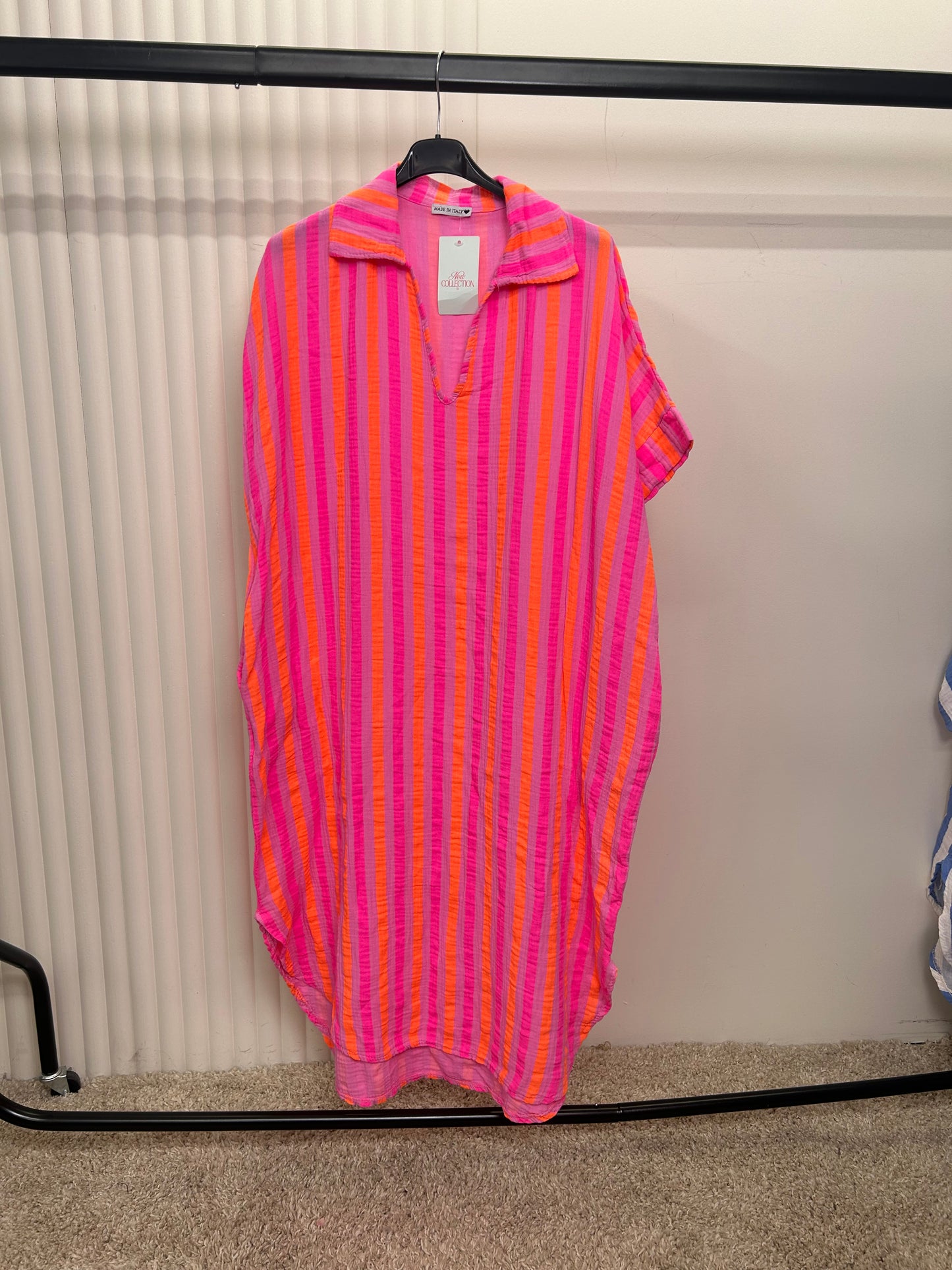 Striped Oversized Cheesecloth Kaftan Tunic