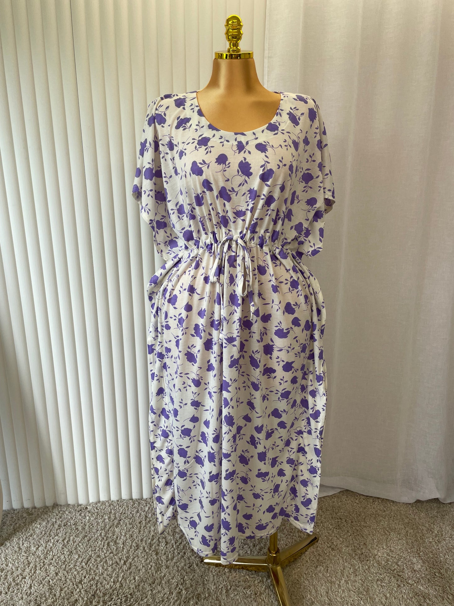 Boho Floral Tie Waist Midi Dress – One Size UK 10–24 THICC FASHIONS (1610)