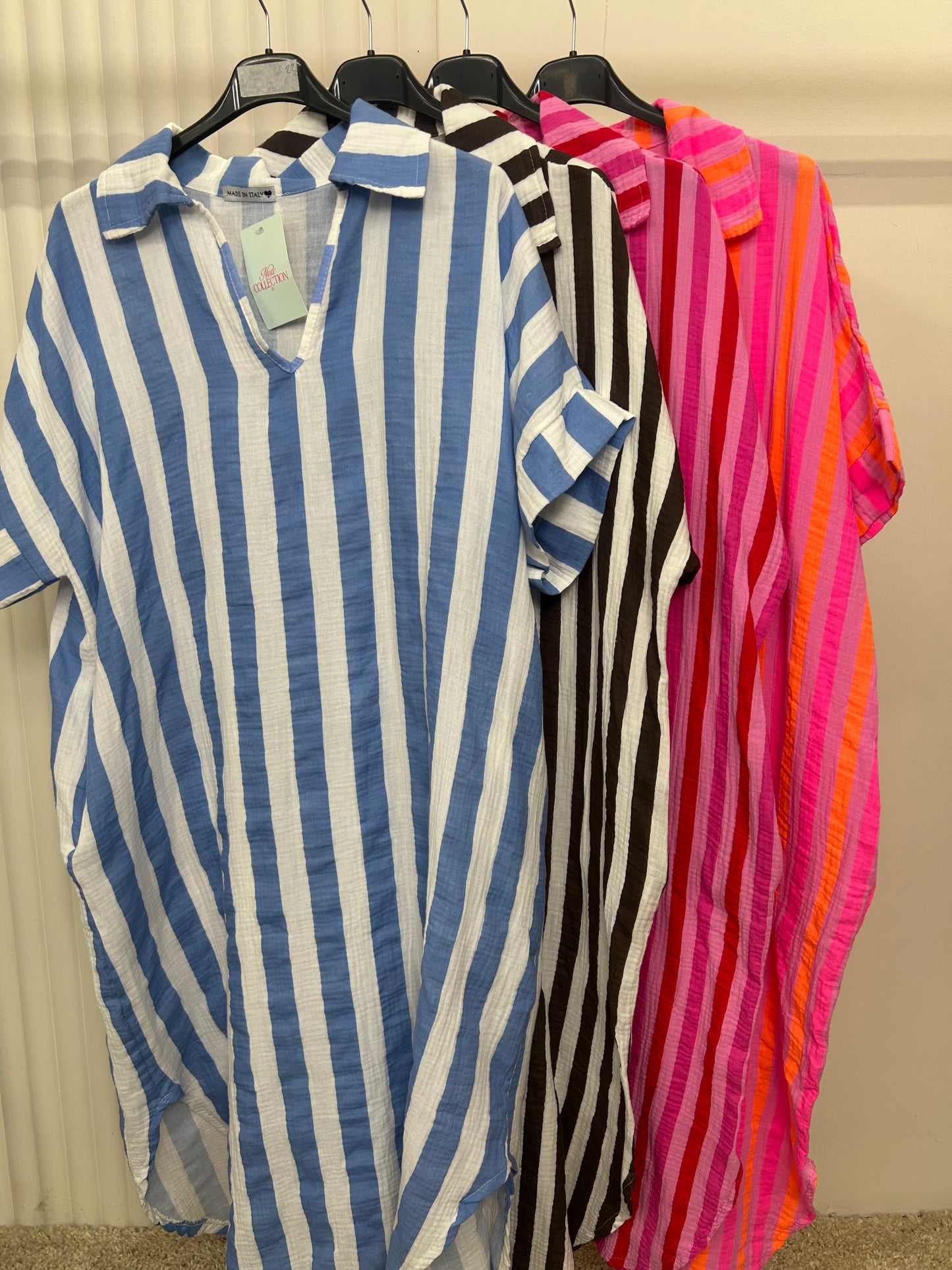 Striped Oversized Cheesecloth Kaftan Tunic