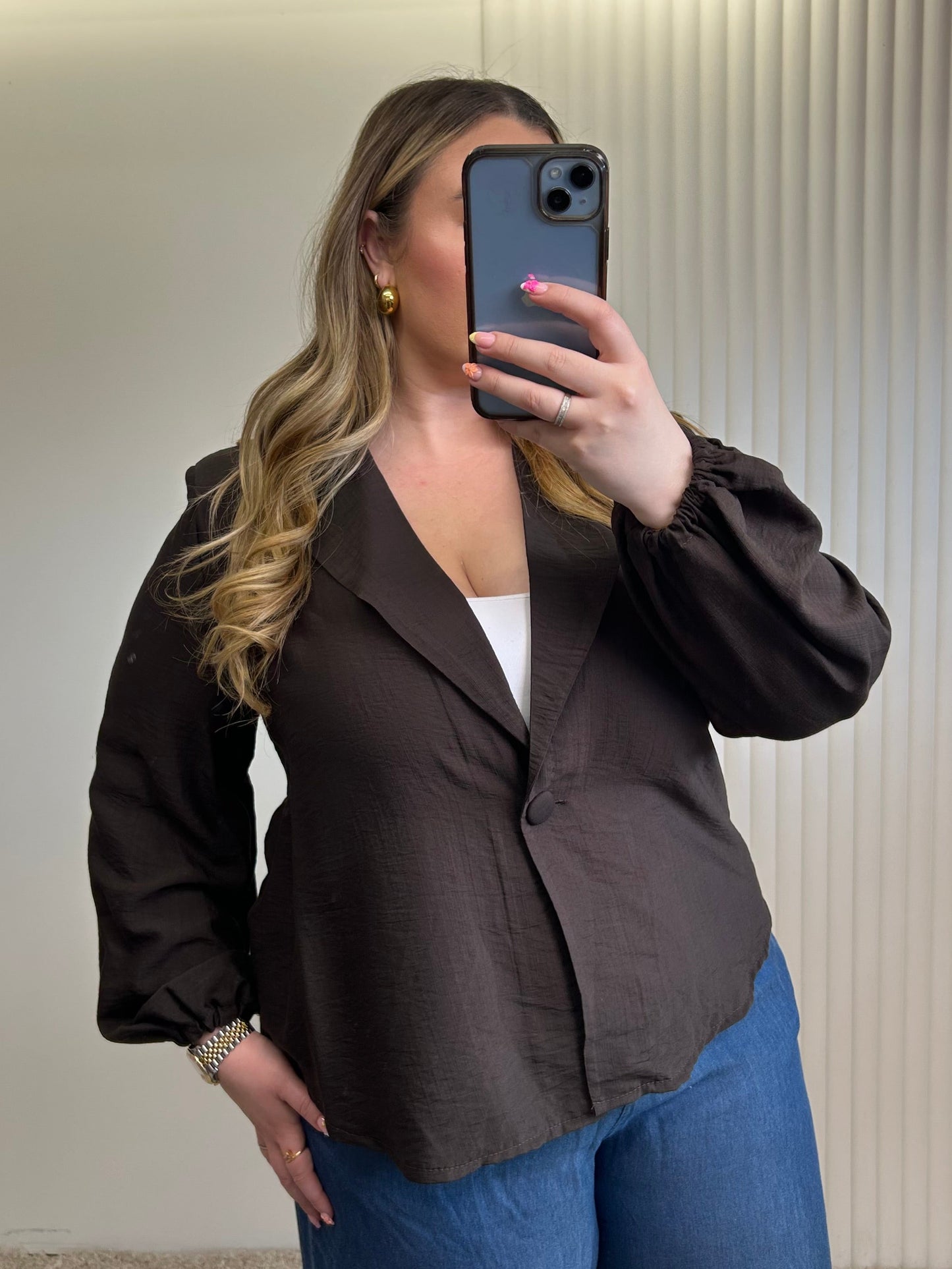 Relaxed Tailored Blazer with Statement Sleeves