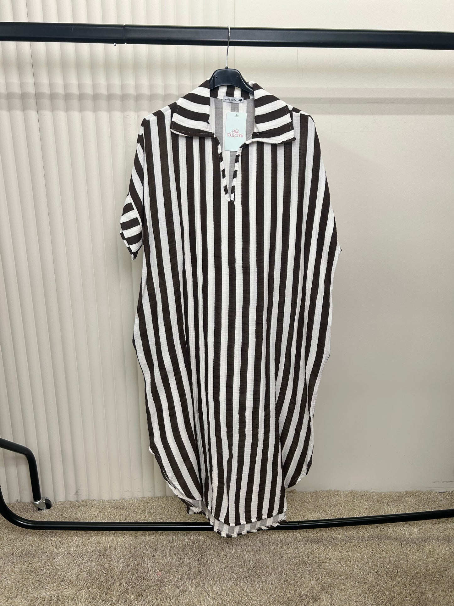 Striped Oversized Cheesecloth Kaftan Tunic