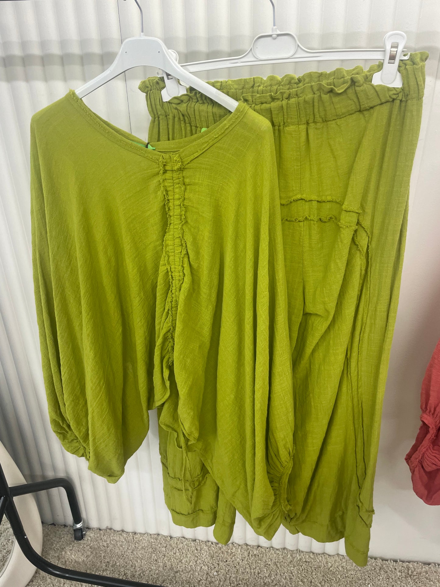 Ruched Front Balloon Sleeve Lounge Co-Ord Set – One Size (Fits UK 10–24)