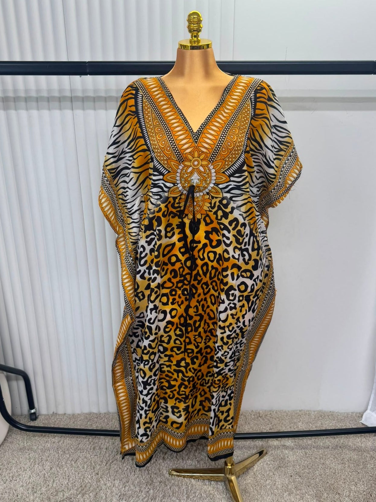 Animal Print Border Kaftan Dress – One Size UK 10–24
