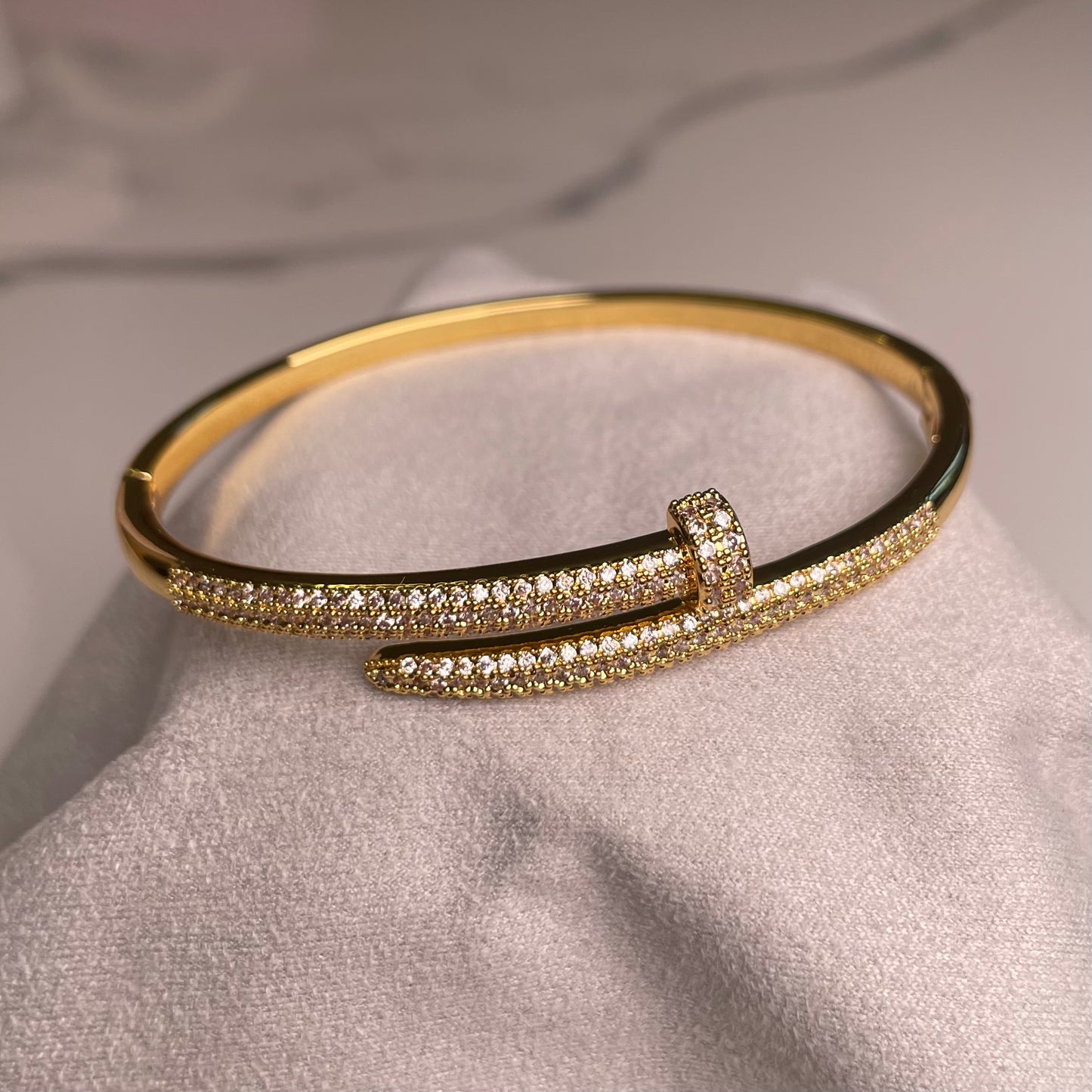 Gold Pavé Nail Wrap Bangle