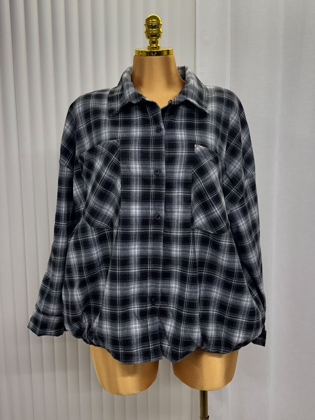 Oversized Checked Flannel Shirt - One size UK10-22 THICC FASHIONS Plus Size Curve