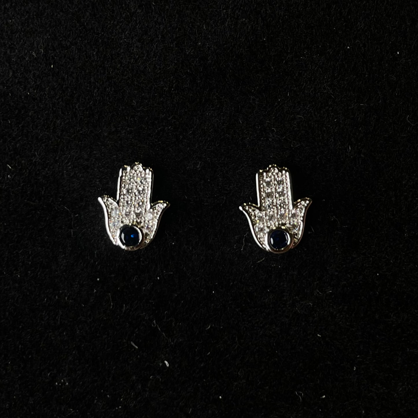 Hamsa Hand Evil Eye Stud Earrings
