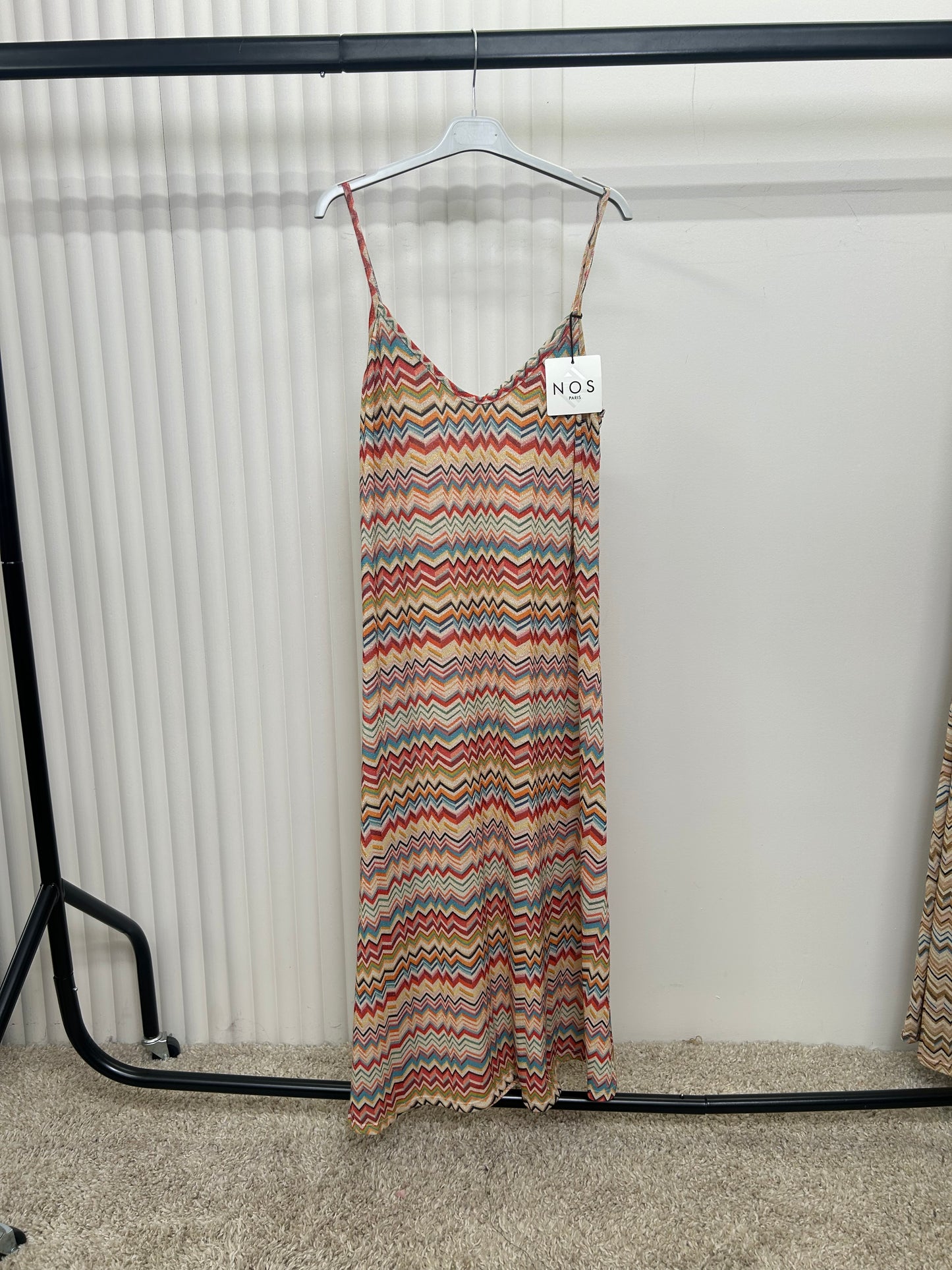 Zigzag Print Spaghetti Strap Maxi Dress