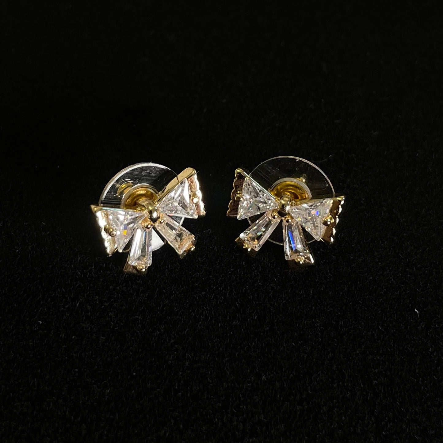 Elegant Crystal Bow Stud Earrings