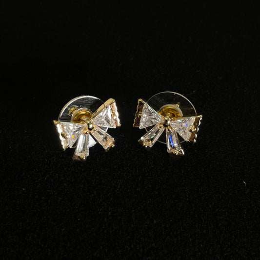 Elegant Crystal Bow Stud Earrings