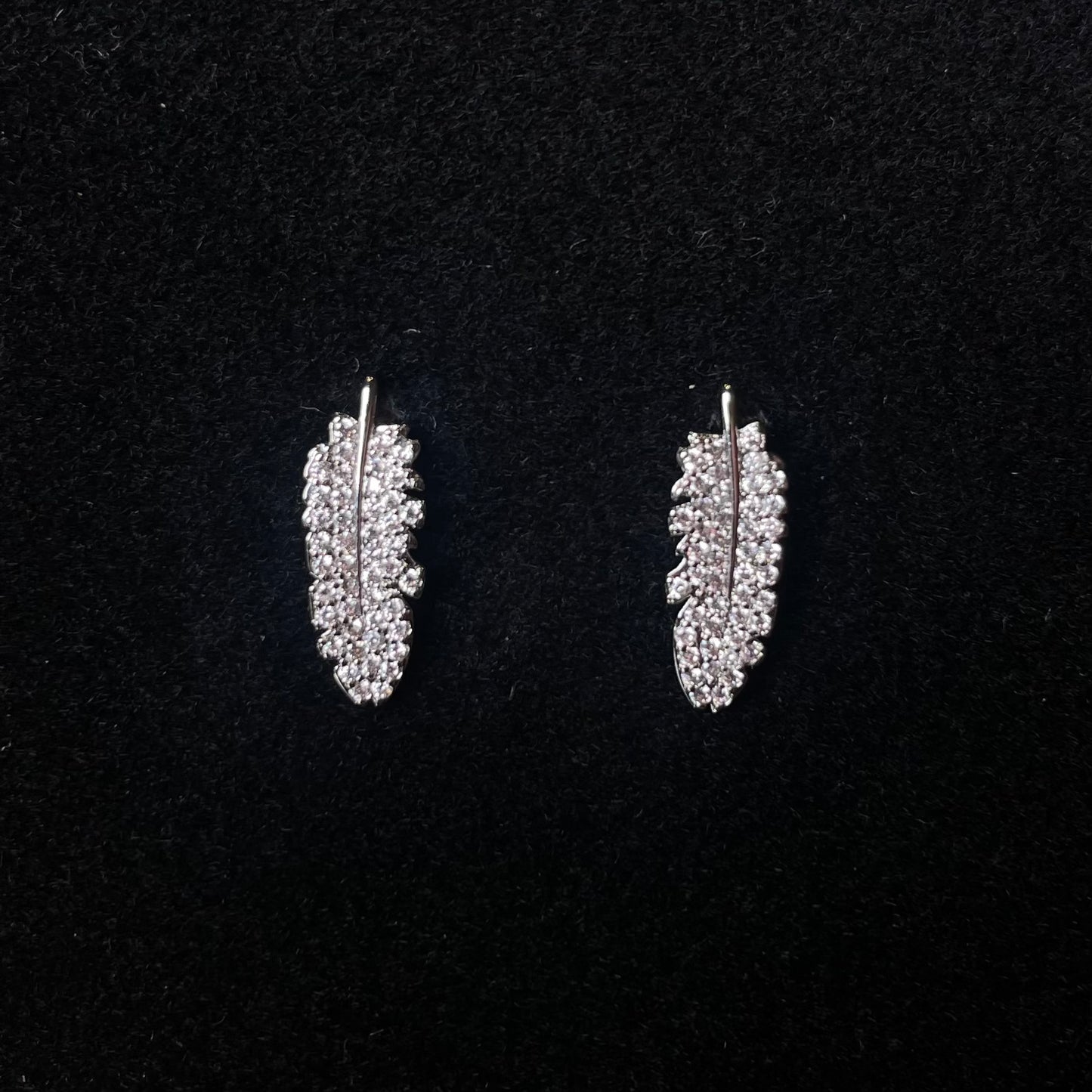 Sparkling Feather Pavé Ear Climbers
