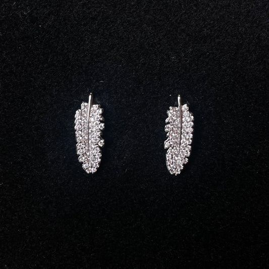 Sparkling Feather Pavé Ear Climbers