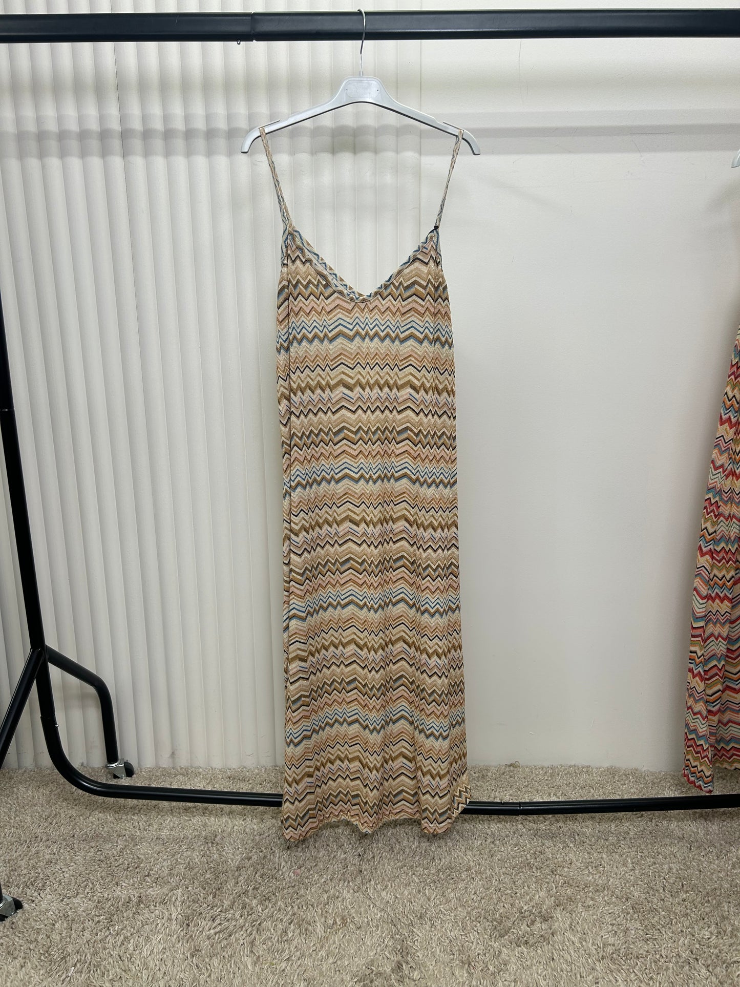 Zigzag Print Spaghetti Strap Maxi Dress
