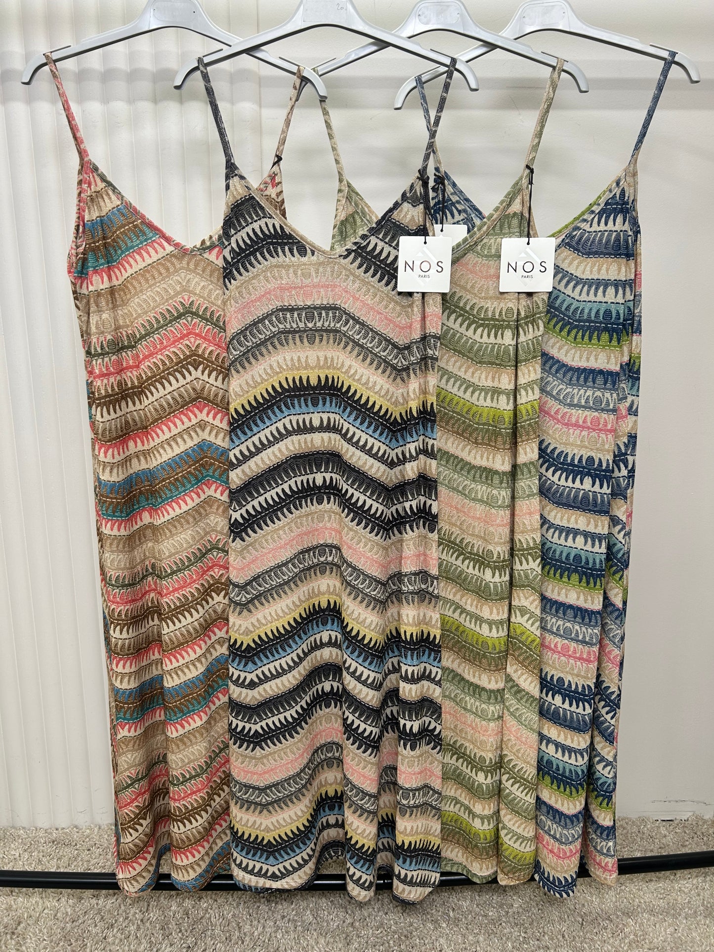 Boho Chevron Print Spaghetti Strap Midi Dress