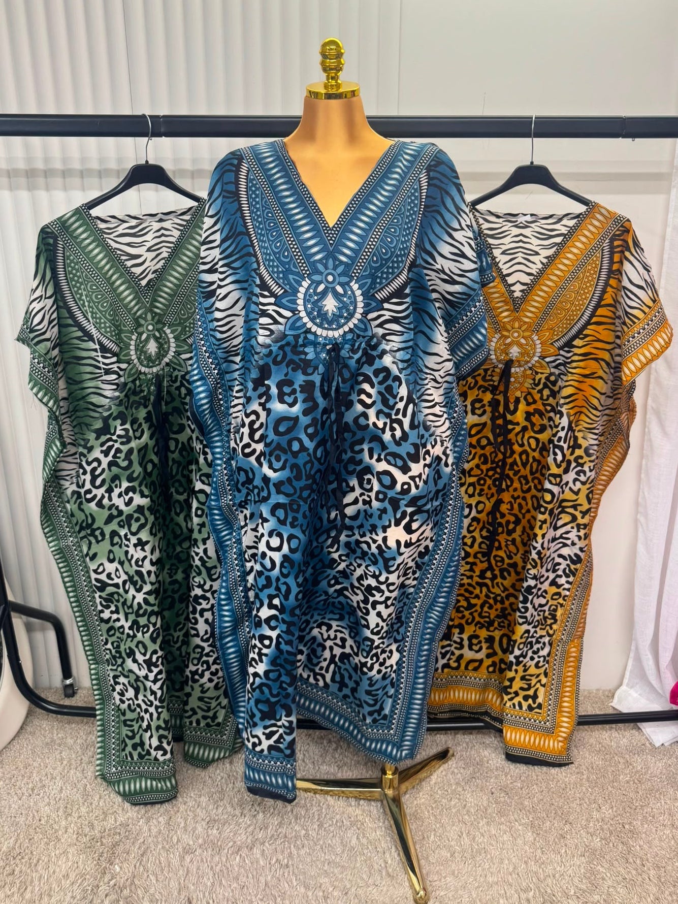 Animal Print Border Kaftan Dress – One Size UK 10–24