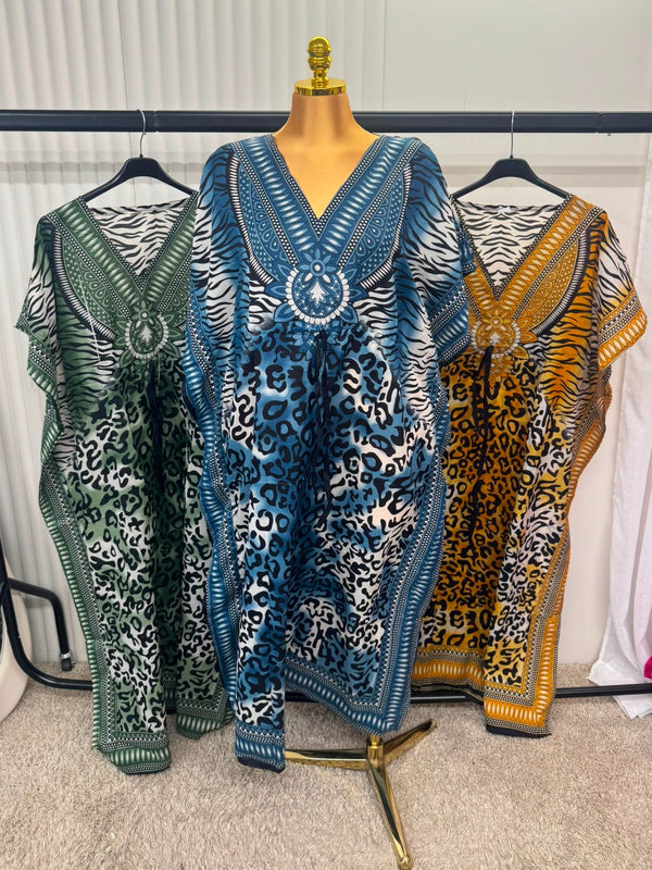 Animal Print Border Kaftan Dress – One Size UK 10–24