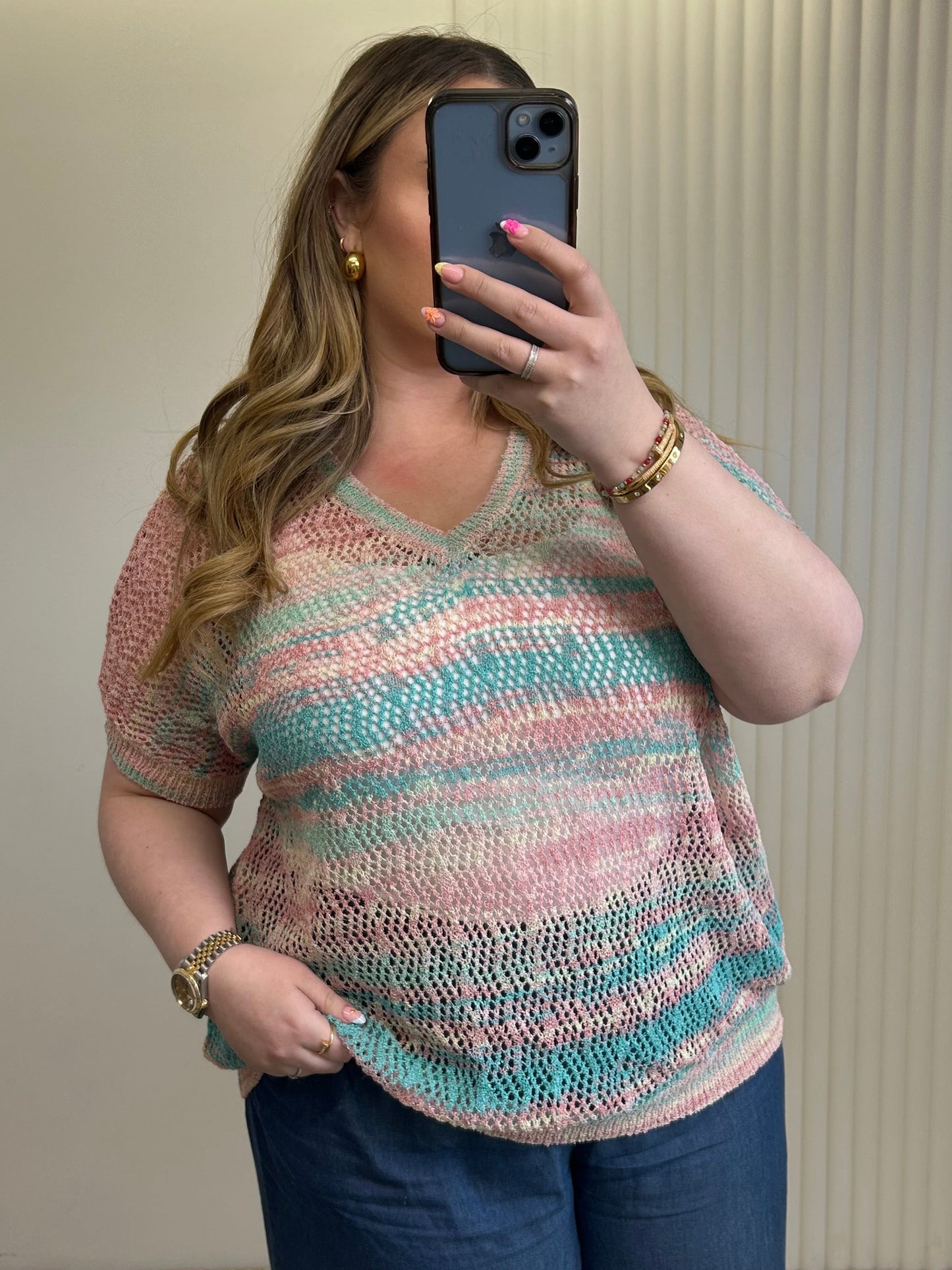 Pastel Rainbow Crochet Top