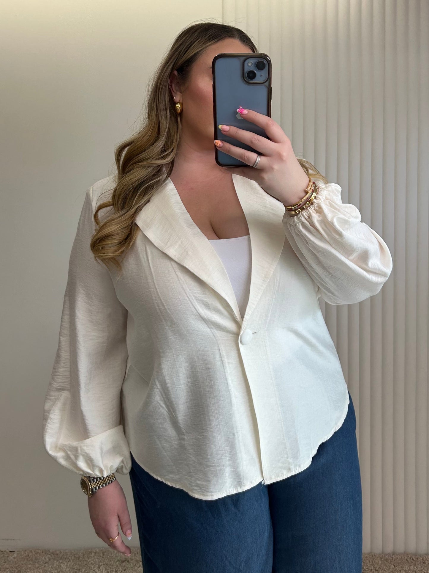 Relaxed Tailored Blazer with Statement Sleeves