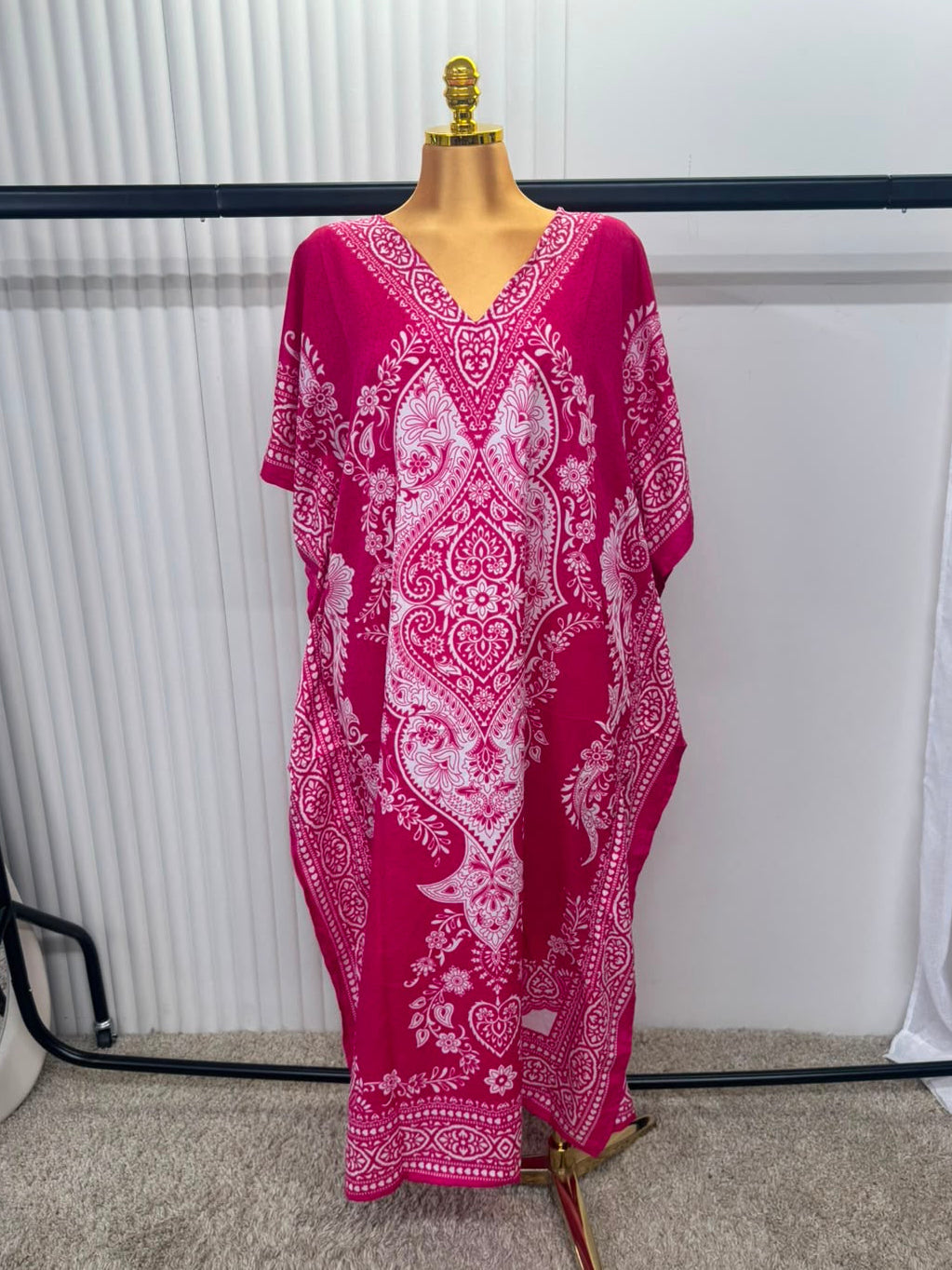 Boho Paisley Print Kaftan Dress – One Size (UK 10–24)