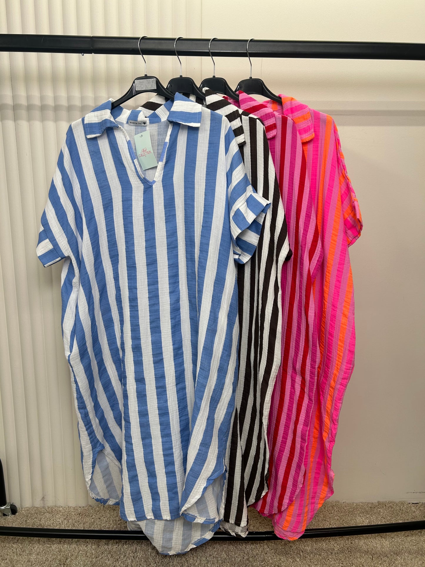Striped Oversized Cheesecloth Kaftan Tunic