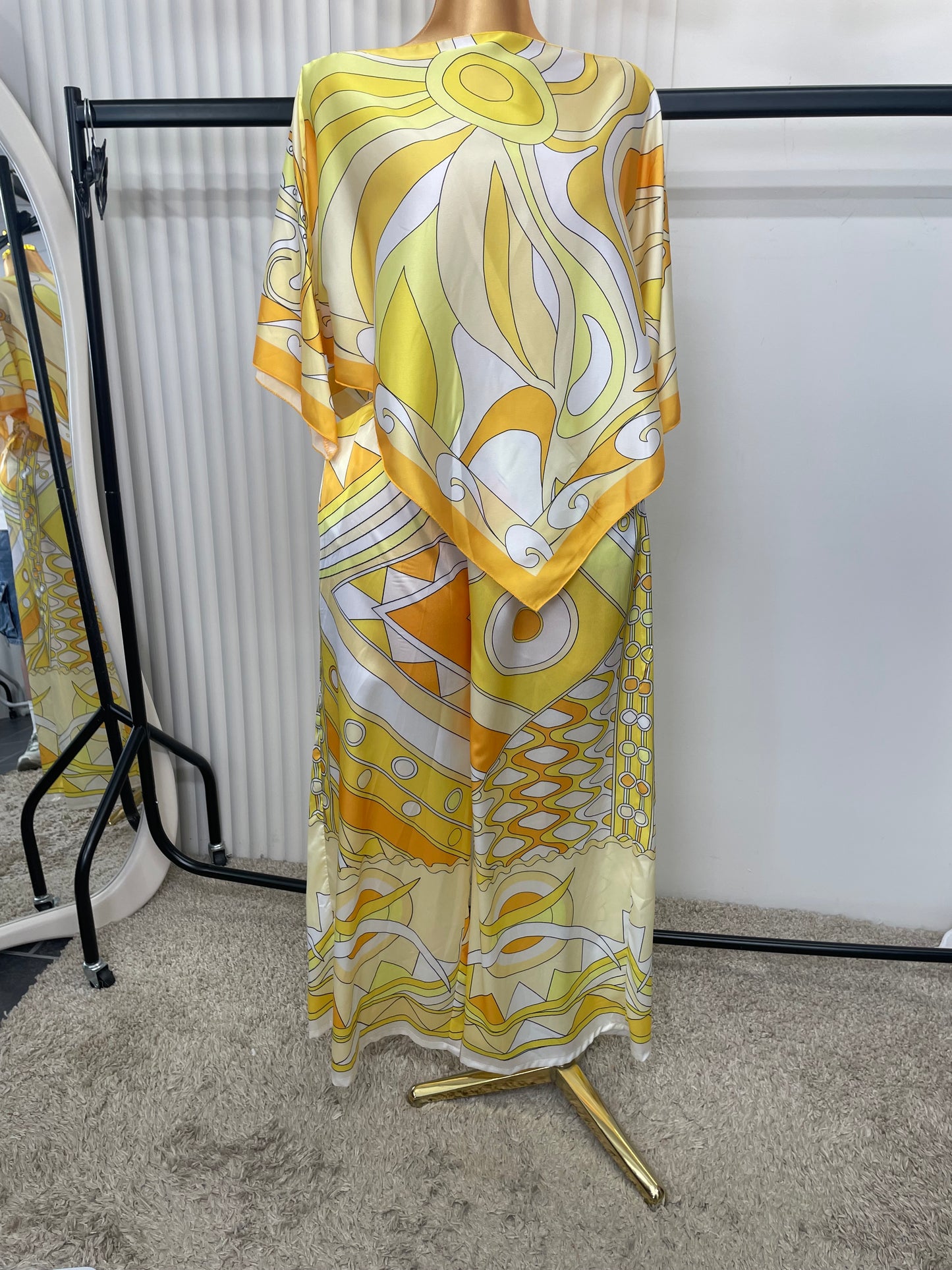 Abstract Print Kaftan & Wide Leg Trouser Co-Ord Set - One size 10-18
