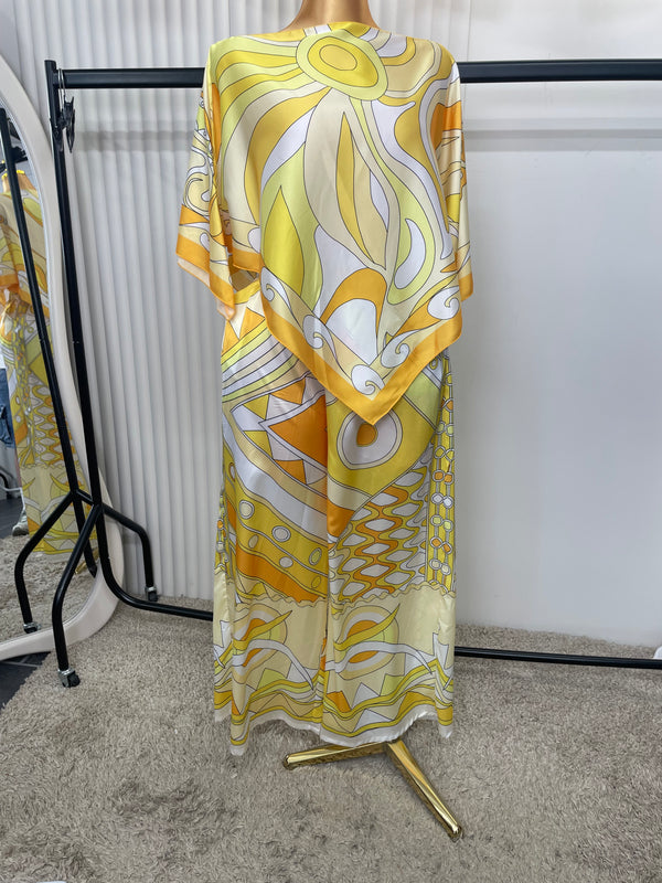 Abstract Print Kaftan & Wide Leg Trouser Co-Ord Set - One size 10-18