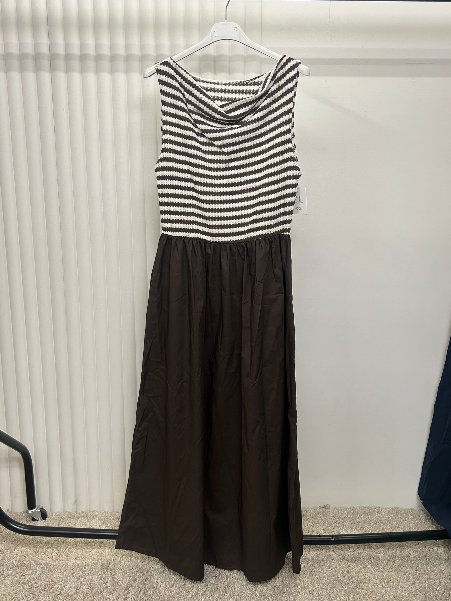 Stripe Knit Bodice Maxi Dress