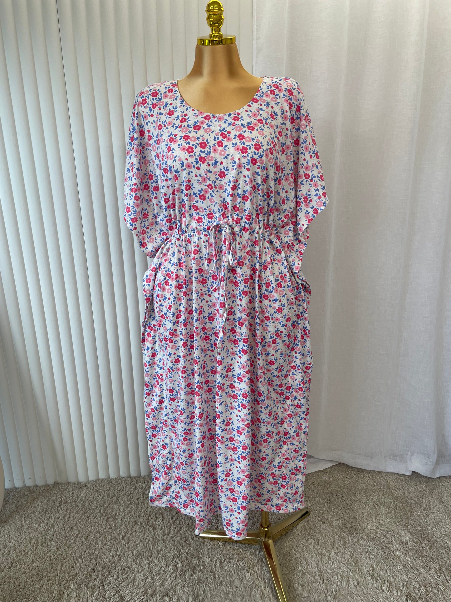Flowers Tie Waist Midi Dress – One Size UK 10–24 THICC FASHIONS (1607)