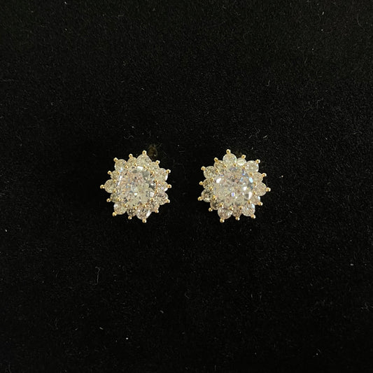 Elegant Floral Halo Stud Earrings