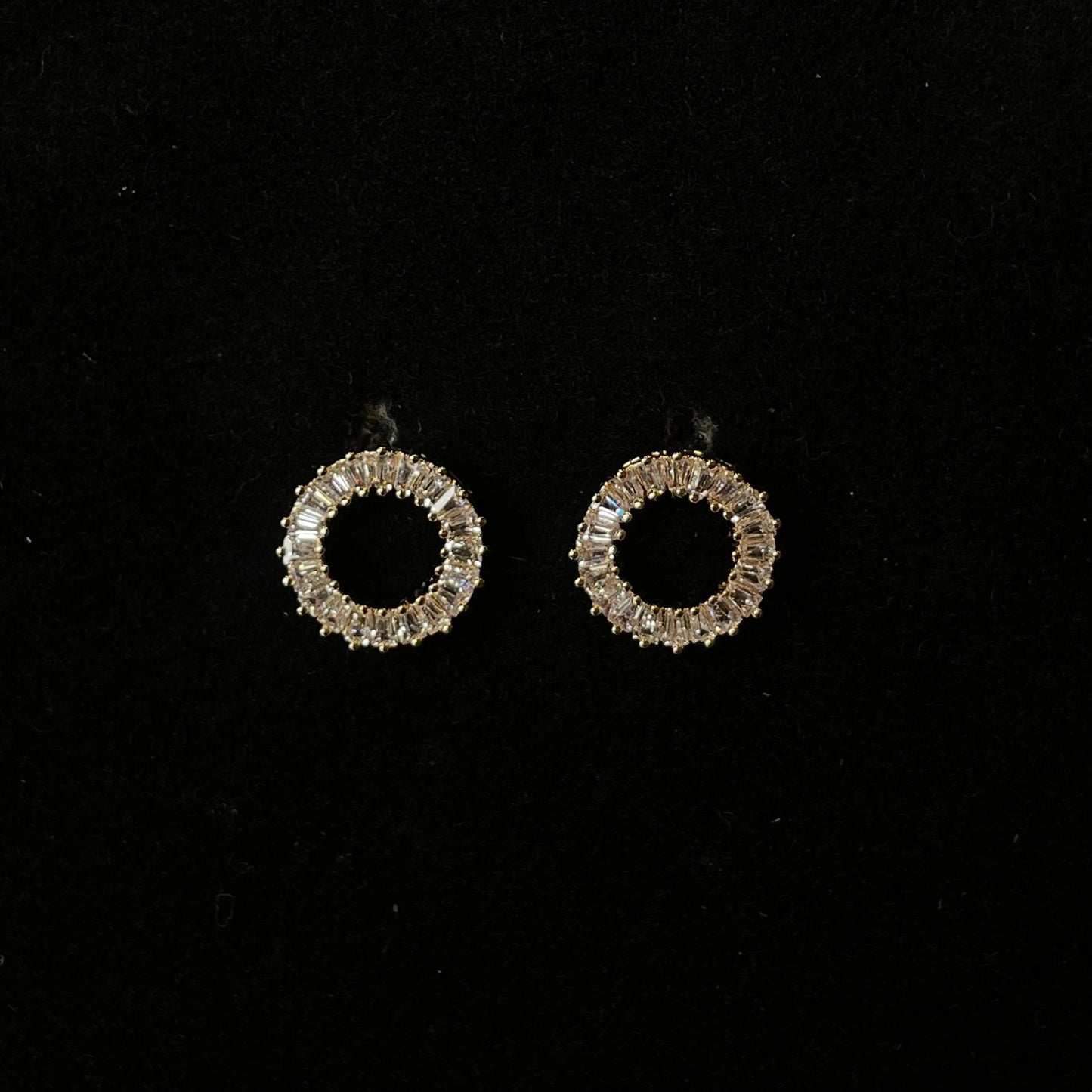 Radiant Circle Baguette Crystal Stud Earrings