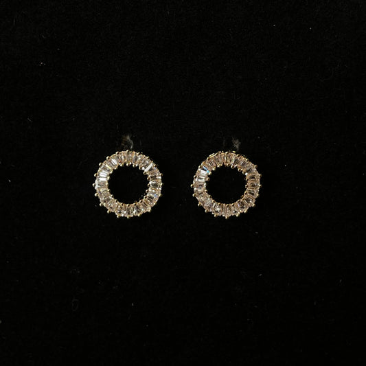 Radiant Circle Baguette Crystal Stud Earrings
