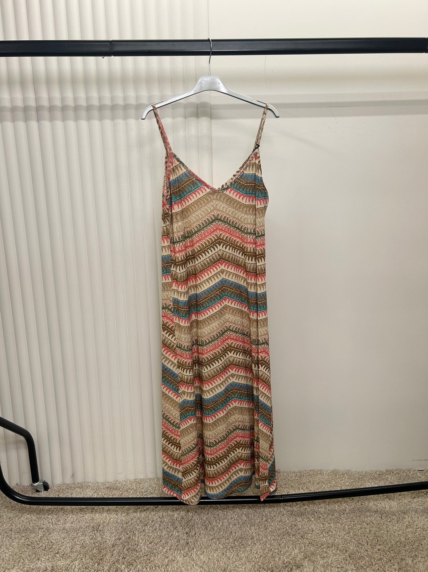 Boho Chevron Print Spaghetti Strap Midi Dress