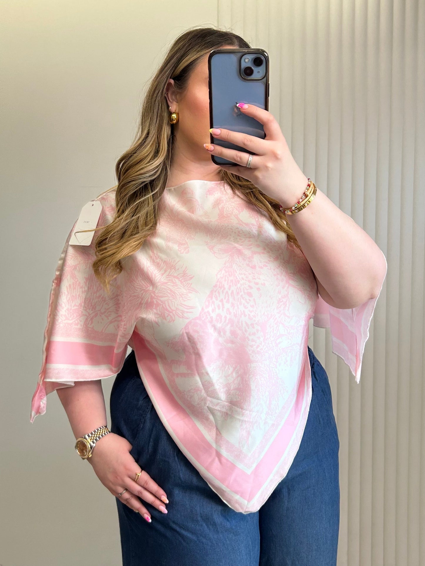 Jungle Print Cape Blouse
