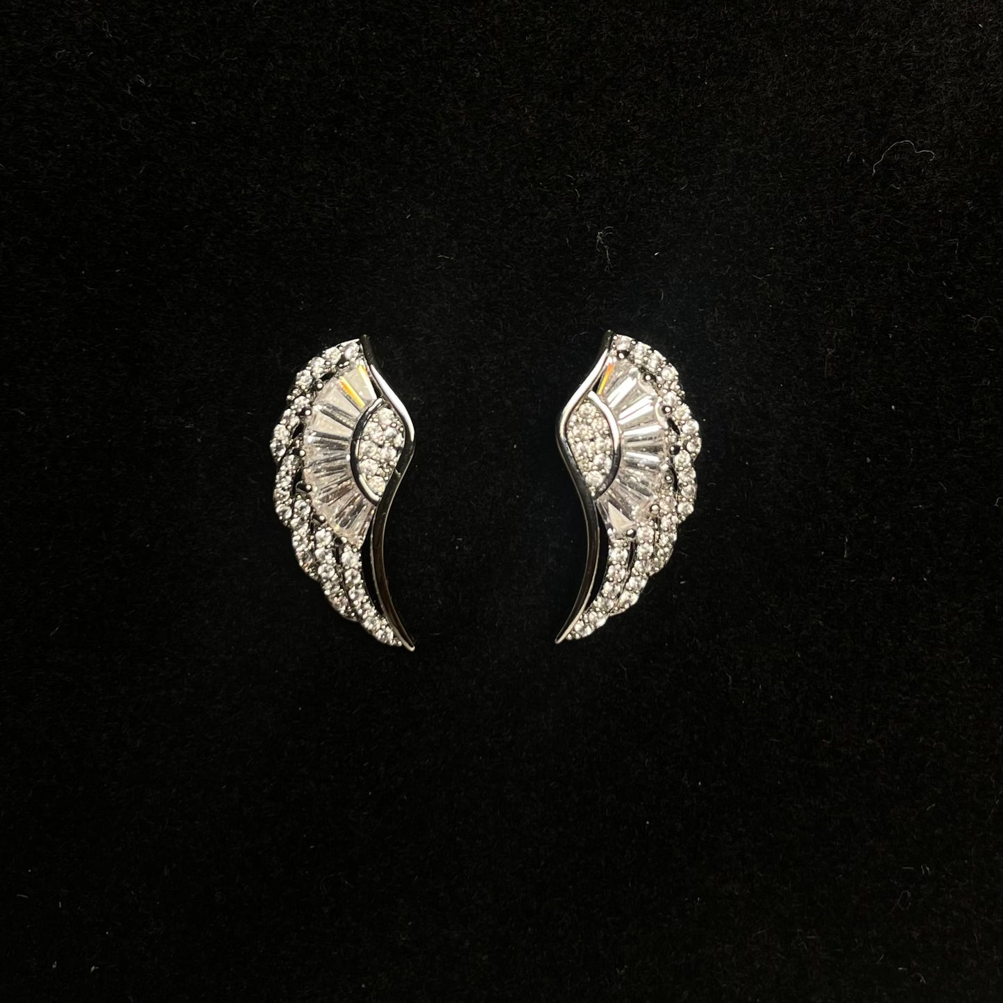 Angel Wing Baguette Crystal Stud Earrings