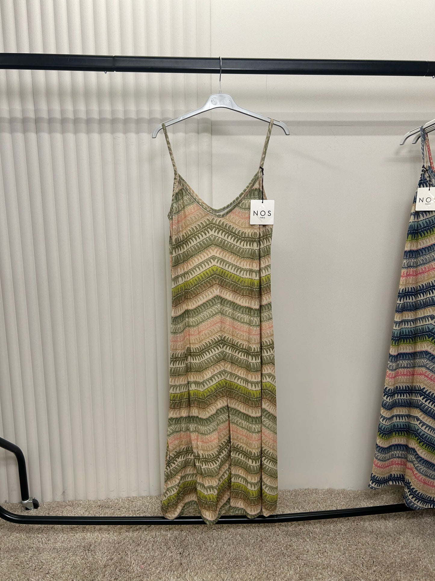 Boho Chevron Print Spaghetti Strap Midi Dress