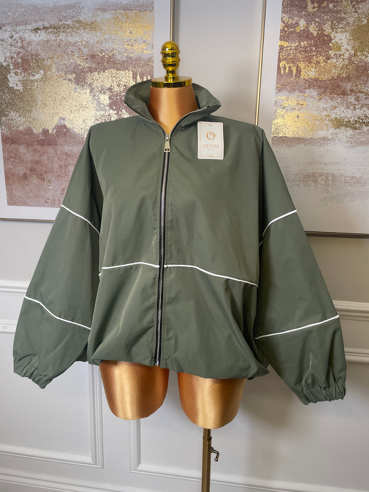 Piped Detail Zip-Up Jacket - One Size UK10-20 THICC FASHIONS CURVE PLUS SIZE