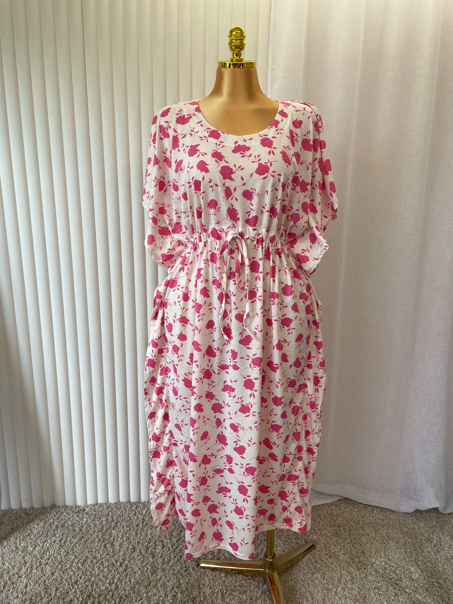 Boho Floral Tie Waist Midi Dress – One Size UK 10–24 THICC FASHIONS (1610)