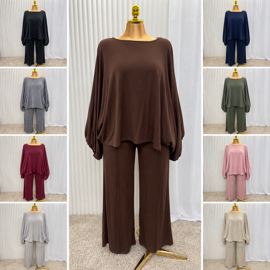 Batwing Lounge Co-Ord Set – Wide Leg Trousers & Oversized Top Women’s - One Size UK 10-22 THICC FASHIONS PLUS SIZE CURVE