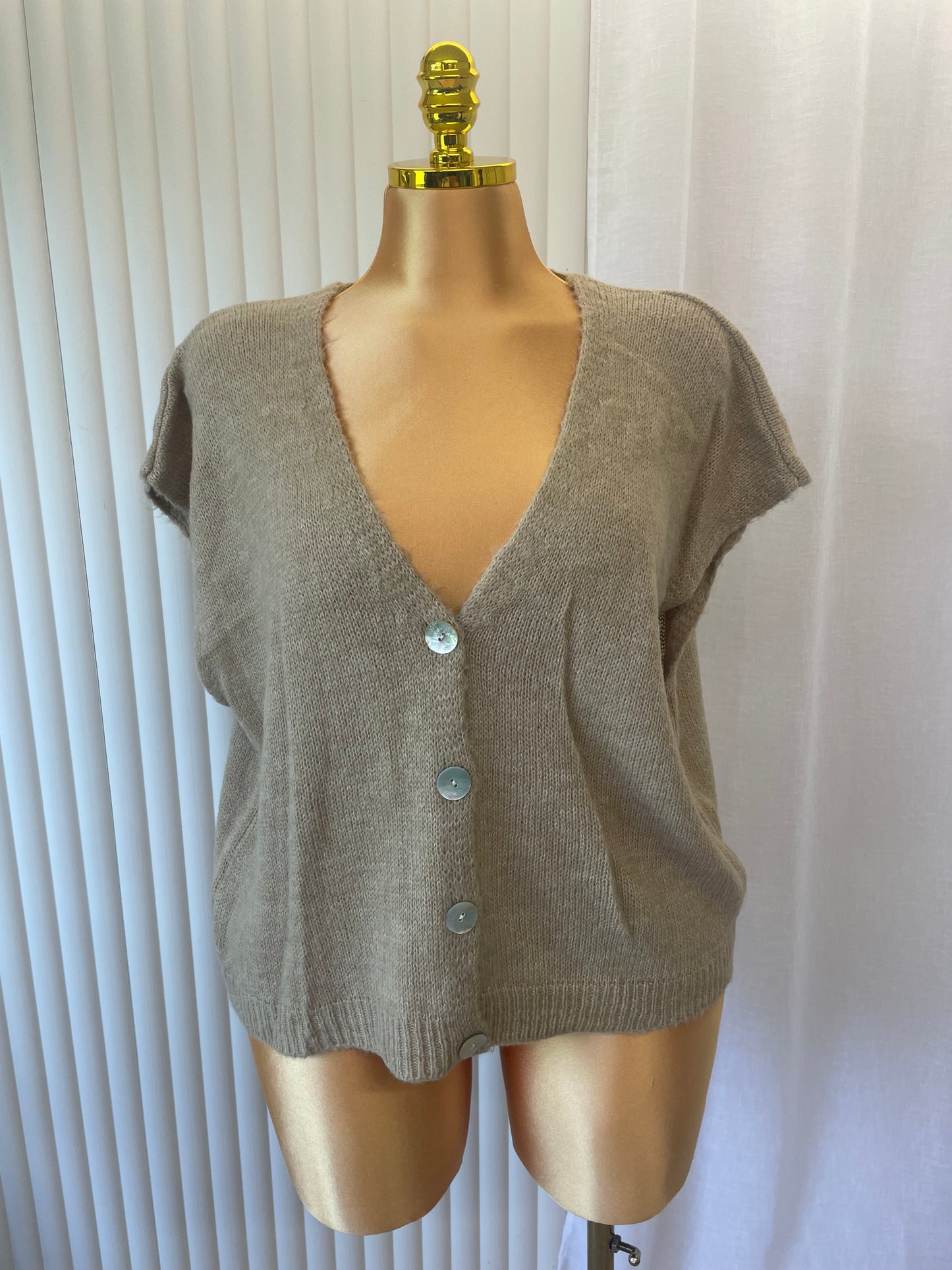 Button Front V-neck Knit Cardigan - One size UK10-20