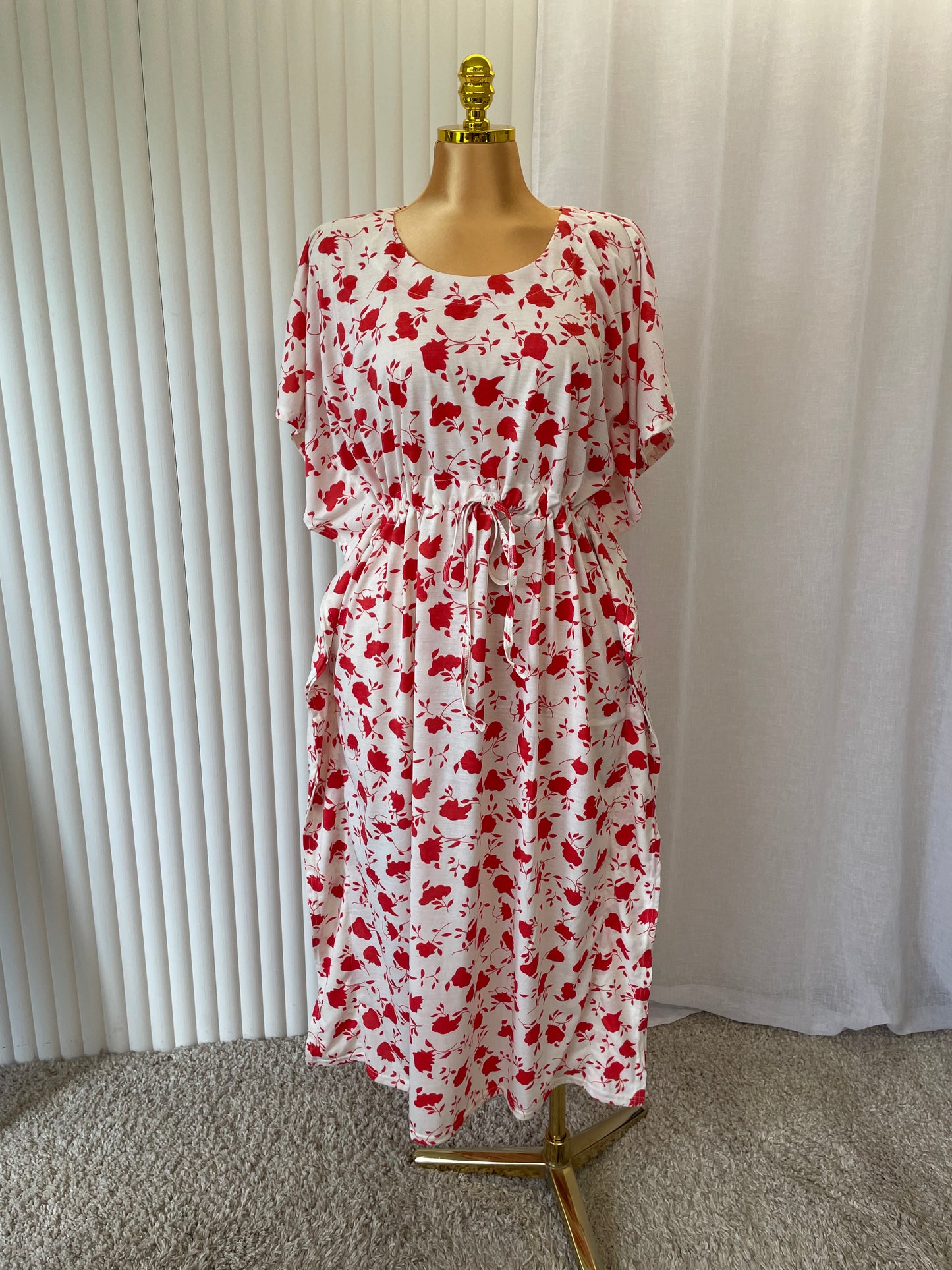 Boho Floral Tie Waist Midi Dress – One Size UK 10–24 THICC FASHIONS (1610)