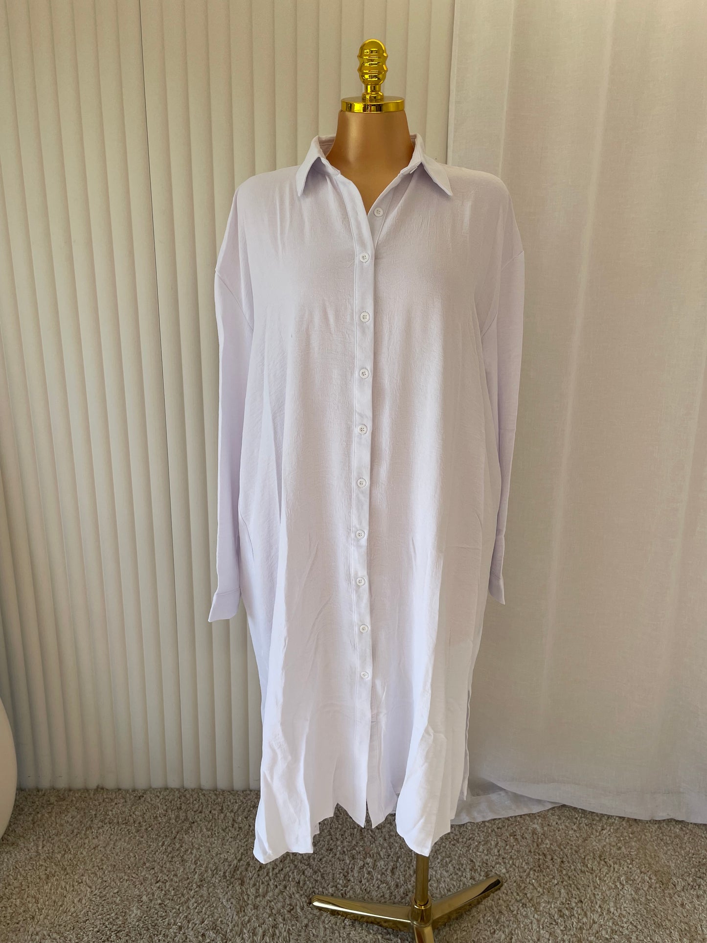 Button-Front Side Split Shirt Dress - One Size UK10-24 THICCFASHIONS (1207)