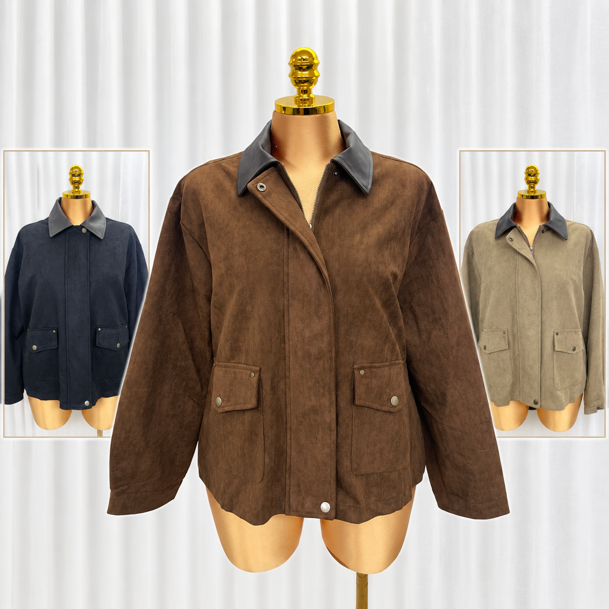 Faux Suede Jacket - One Size 10-22 THICC FASHIONS CURVE PLUS SIZE