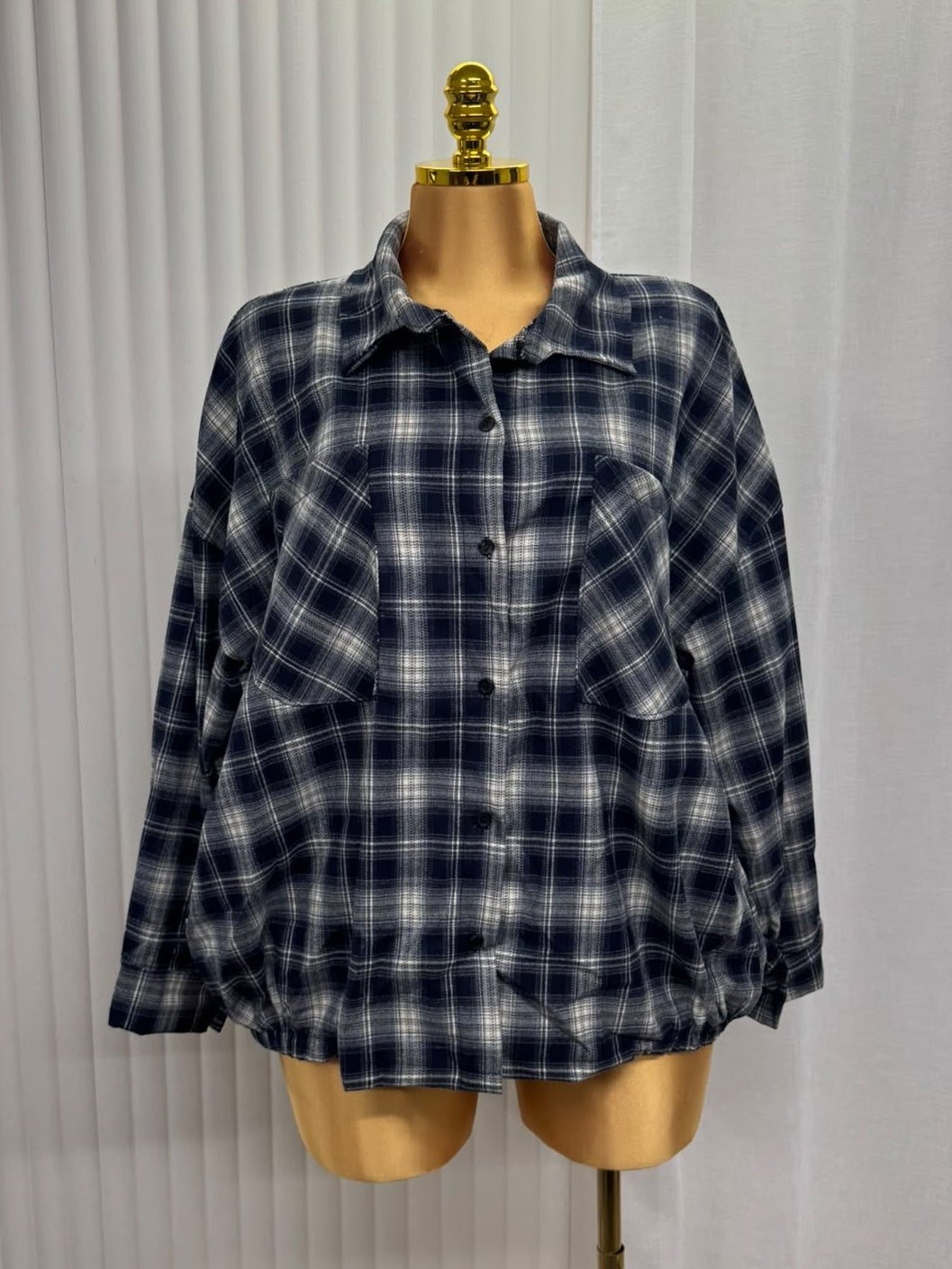 Oversized Checked Flannel Shirt - One size UK10-22 THICC FASHIONS Plus Size Curve