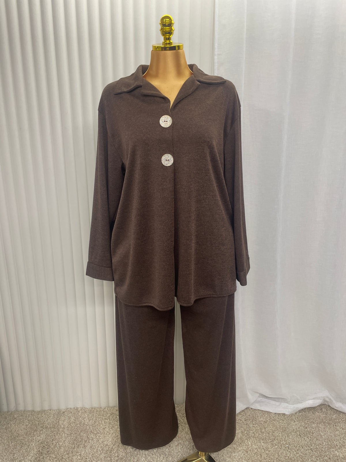 Relaxed Button Front Co-Ord Set - One Size UK10-22 THICC FASHIONS CURVE PLUS SIZE