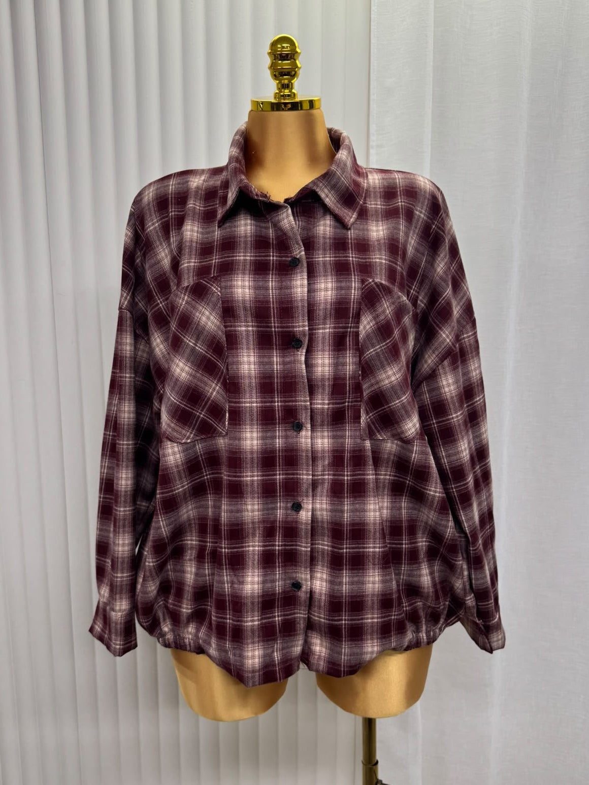 Oversized Checked Flannel Shirt - One size UK10-22 THICC FASHIONS Plus Size Curve