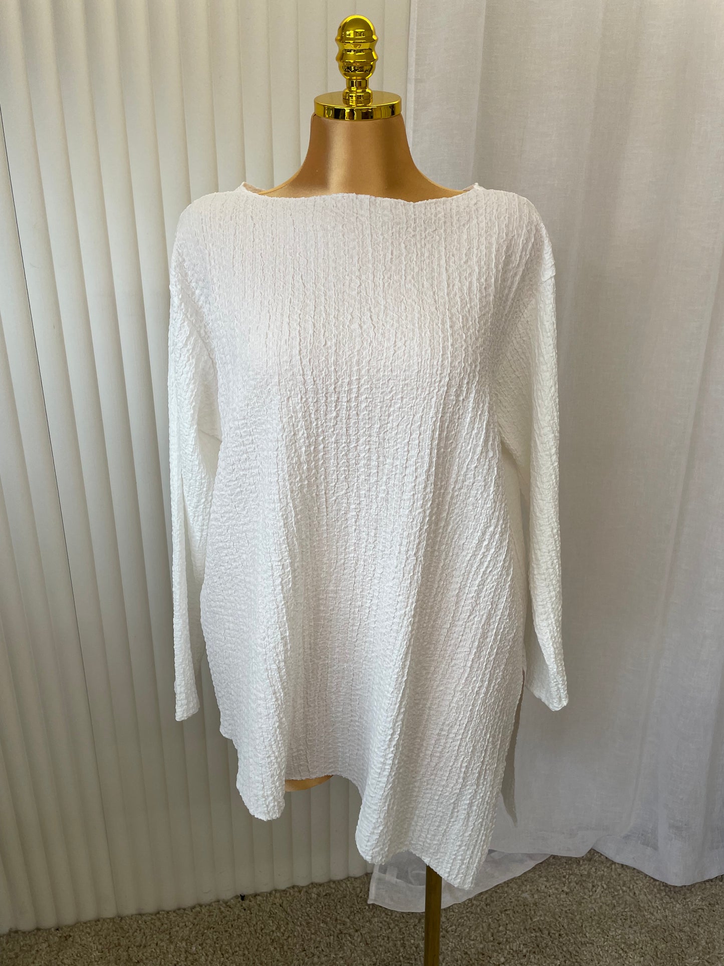Textured Oversized Long Sleeve Tunic Top - One size UK10-24 THICC FASHIONS