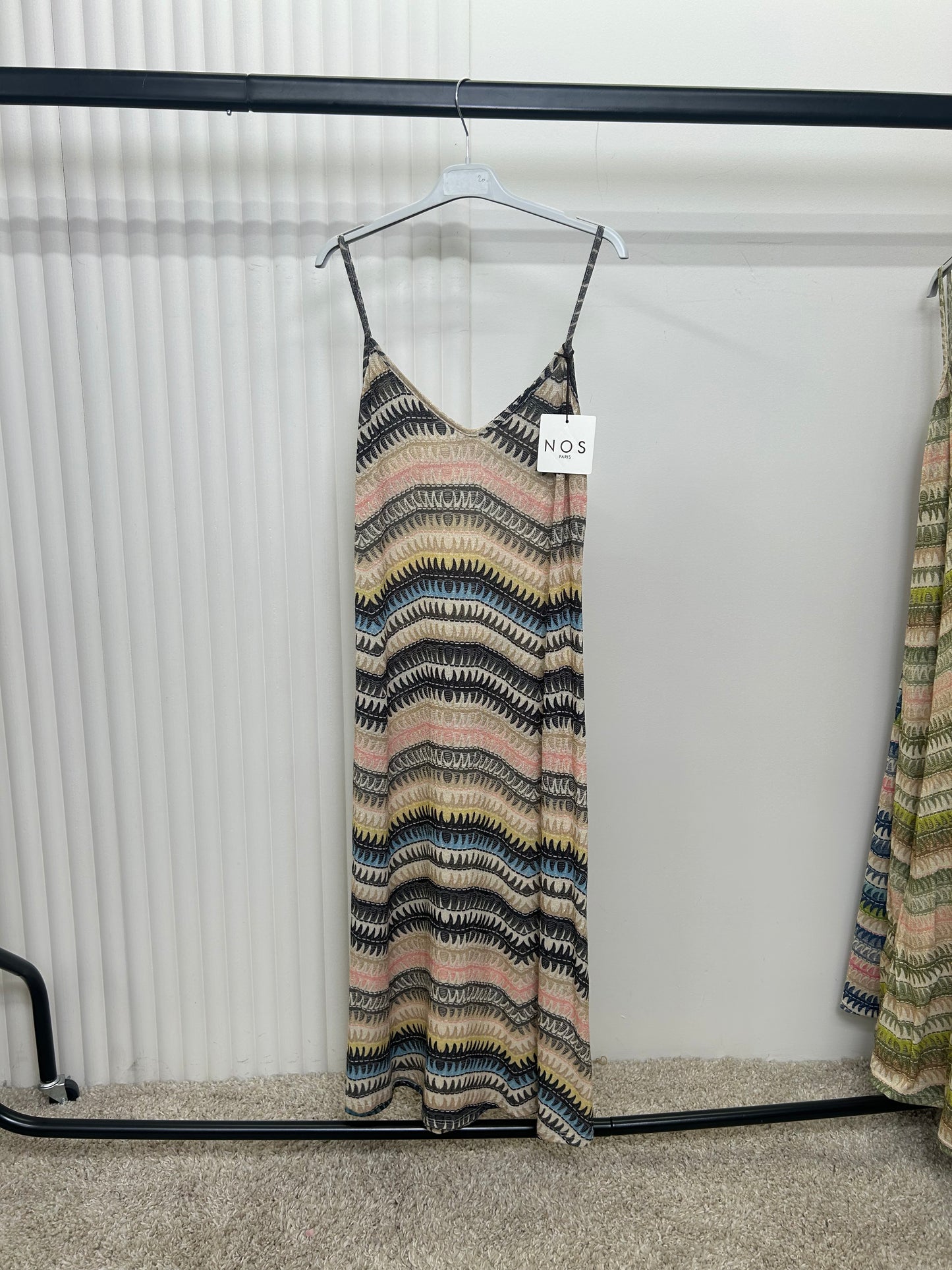 Boho Chevron Print Spaghetti Strap Midi Dress