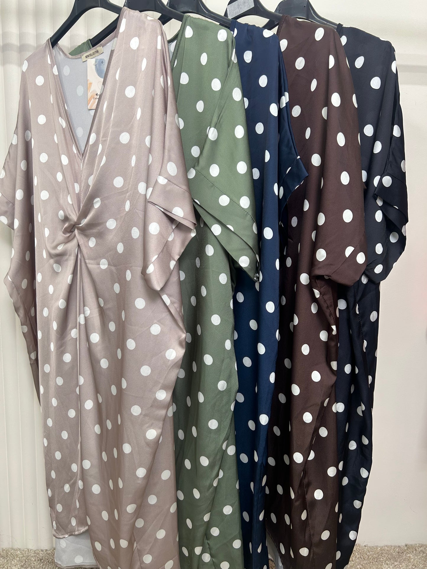 Twist Front Polka Dot Midi Dress